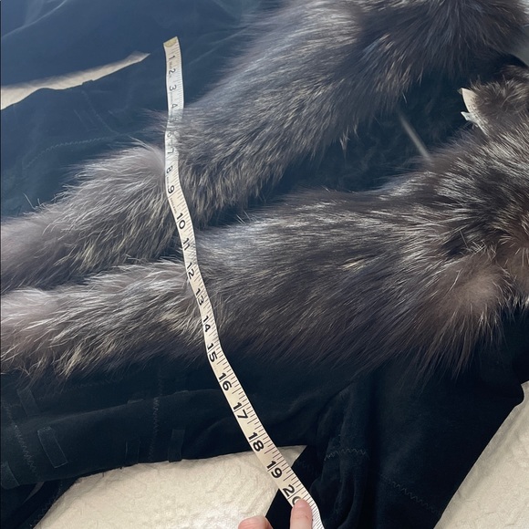St. John Persian lamb lined Black leather Coat fox Fur Trim - Picture 13 of 17